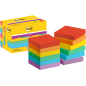 Post-It Super Sticky Pack de 12 blocs de 90 notes autocollantes repositionnables - Forme carrée - 47,6 x 47,6 mm - Couleurs asso