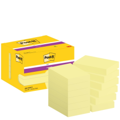 Post-It Super Sticky Pack de 12 blocs de 90 notes autocollantes repositionnables - 51 x 76 mm - Emballage carton - 100 % PEFC -