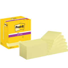 Post-It Super Sticky Pack de 12 blocs de 90 notes autocollantes repositionnables - Forme rectangulaire - 76 x 127 mm - Jaune cla