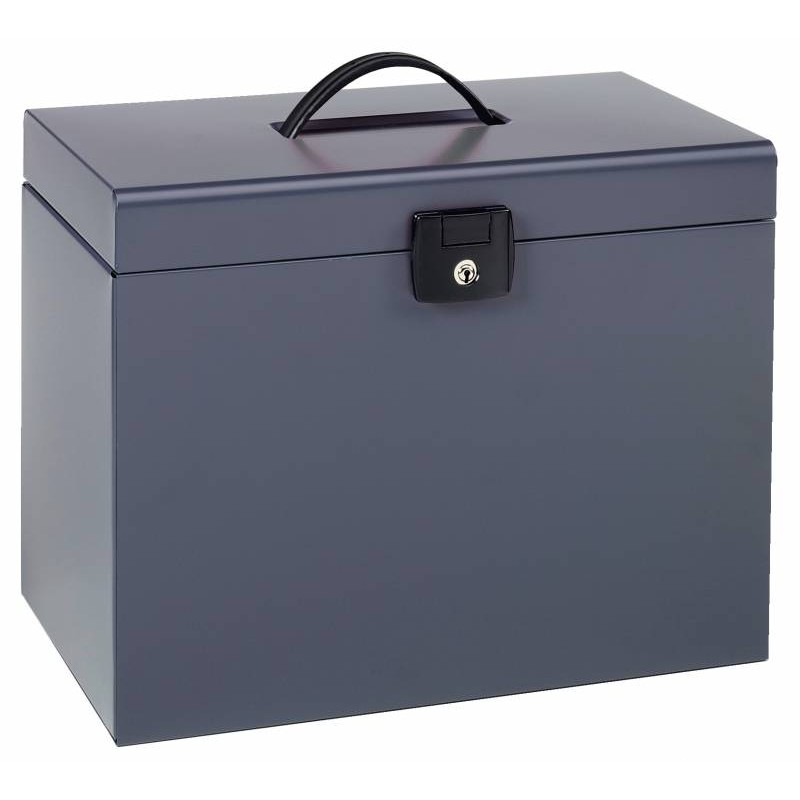 Esselte Mallette Home-Box A4 Métallique - 5 Dossiers - Poignée et Serrure à Clé - Couleur Gris Anthracite