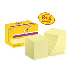 Post-It Super Sticky Pack de 12 blocs de 90 notes autocollantes repositionnables - 47,6 x 47,6 mm - Promotion 8 blocs + 4 offert