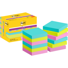 Post-It Super Sticky Pack de 12 blocs de 90 notes autocollantes repositionnables - Forme carrée - 47,6 x 47,6 mm - Couleurs asso