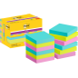 Post-It Super Sticky Pack de 12 blocs de 90 notes autocollantes repositionnables - Forme carrée - 47,6 x 47,6 mm - Couleurs asso