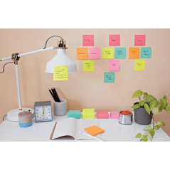 Post-It Super Sticky Pack de 12 blocs de 90 notes autocollantes repositionnables - Forme carrée - 47,6 x 47,6 mm - Couleurs asso