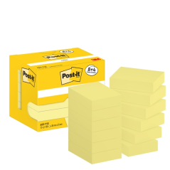Post-It Pack de 12 blocs de 100 notes autocollantes repositionnables - Forme rectangulaire - 38 x 51 mm - Jaune clair