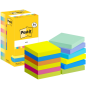 Pack de 12 blocs de 90 notes autocollantes repositionnables Post-It - Forme carrée - 76 x 76 mm - Couleurs assorties