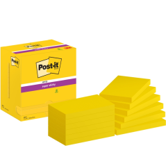 Post-It Super Sticky Pack de 12 blocs de 90 notes autocollantes repositionnables Ultra Colors - 76 x 127 mm - Jaune