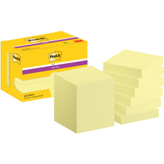 Post-It Super Sticky Pack de 12 Blocs de 90 Notes autocollantes repositionnables - 47,6 x 47,6 mm - Jaune clair