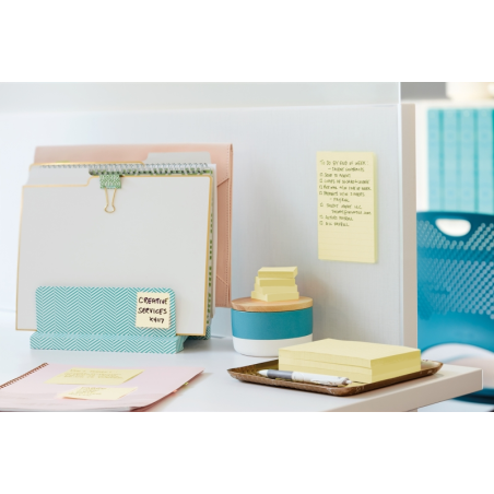 Post-It Super Sticky Pack de 12 Blocs de 90 Notes autocollantes repositionnables - 47,6 x 47,6 mm - Jaune clair
