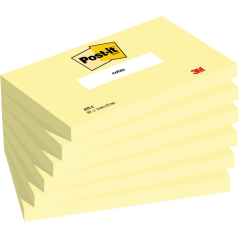 Post-It Pack de 6 blocs de 100 notes autocollantes repositionnables - Forme rectangulaire - 76 x 127 mm - Jaune clair