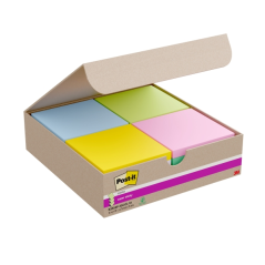 Post-It Super Sticky Pack de 16 blocs de 90 notes autocollantes repositionnables - Forme carrée - 76 x 76 mm - Zig-Zag - Couleur