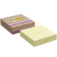 Post-It Super Sticky Pack de 16 blocs de 90 notes autocollantes repositionnables - 76 x 76 mm - Jaune clair