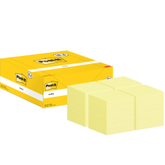 Lot de 24 blocs de 100 Post-It - Forme rectangulaire - 38 x 51 mm - Couleur jaune clair