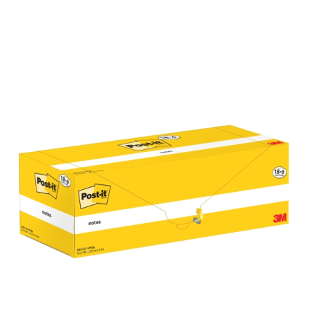Lot de 24 blocs de 100 Post-It - Forme rectangulaire - 76 x 127 mm - Couleur jaune clair