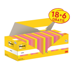 Lot de 24 blocs de 100 Post-It - Forme carrée - 76 x 76 mm - Couleurs assorties