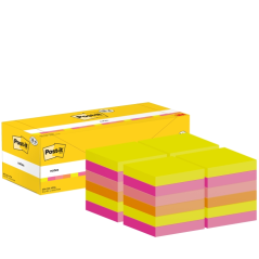 Lot de 24 blocs de 100 Post-It - Forme carrée - 76 x 76 mm - Couleurs assorties
