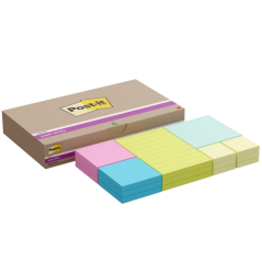 Post-It Super Sticky Pack de 18 blocs de 90 notes autocollantes repositionnables - Couleurs assorties