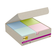 Post-It Super Sticky Pack de 20 blocs de 70 notes autocollantes recyclées - Forme carrée - 76 x 76 mm - Couleurs assorties