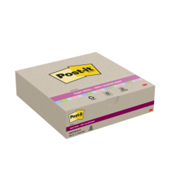 Post-It Super Sticky Pack de 20 blocs de 70 notes autocollantes recyclées - Forme carrée - 76 x 76 mm - Couleurs assorties