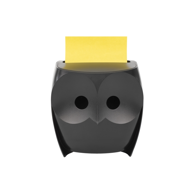 Distributeur de notes Post-It Super Sticky avec 2 blocs de 45 notes Z - Forme hibou - Noir