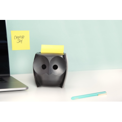 Distributeur de notes Post-It Super Sticky avec 2 blocs de 45 notes Z - Forme hibou - Noir