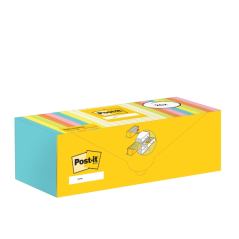 Post-It Pack de 24 Blocs de 100 Notes Repositionnables - 76x76mm - 100% PEFC - Couleurs Assorties
