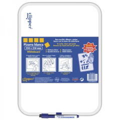 Tableau blanc Alpino Clipper 35x25 cm - Un côté blanc et l'autre avec grille - Effaçable à sec - Comprend un marqueur avec gomme