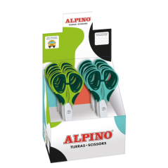 LOT de 12 Ciseaux d'école Alpino Colorfull 13 cm - Acier inoxydable - Pointe émoussée - Couleurs assorties