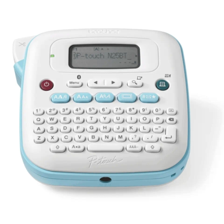Étiqueteuse électronique de bureau portable Bluetooth Brother PT-N25BT - Écran LCD - 3 types de lettres, 15 cadres et 250 symbol