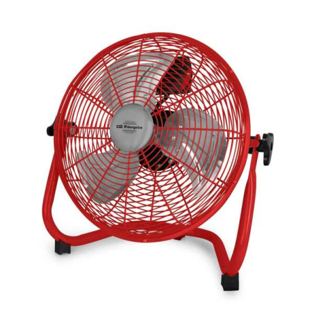 ventilateur industriel rouge à grille métallique