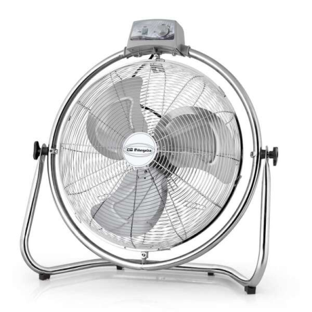 ventilateur sur pied en métal argenté