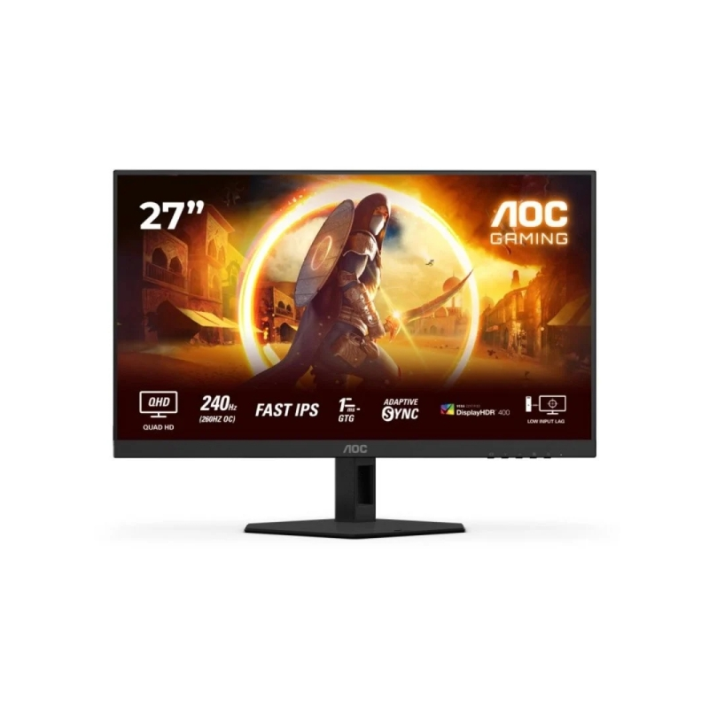 Moniteur AOC Q27G4ZR 27" FastIPS QHD 240 Hz/260 Hz HDR400 - Temps de réponse de 1 ms - Hauteur, inclinaison et rotation réglable