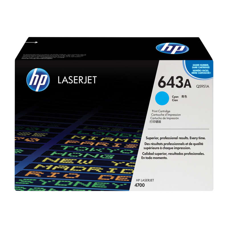 Cartouche de toner cyan d'origine HP Q5951A - 643A