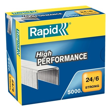 ✅ Rapid Strong Boite de 5000 Agrafes 24/6 - Jusqu'à 30 Feuilles - Fil Galvanisé Renforcé - Pin 6mm couleur Ac en stock