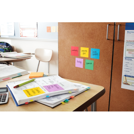 Post-It Super Sticky Pack de 24 blocs de 90 notes autocollantes repositionnables - Forme carrée - 76 x 76 mm - Zig-Zag - Couleur