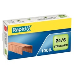 ✅ Rapid Confort Boite de 1000 Agrafes 24/6 - Jusqu'à 20 Feuilles - Fil de Cuivre Souple - Epingle 6mm couleur C en stock