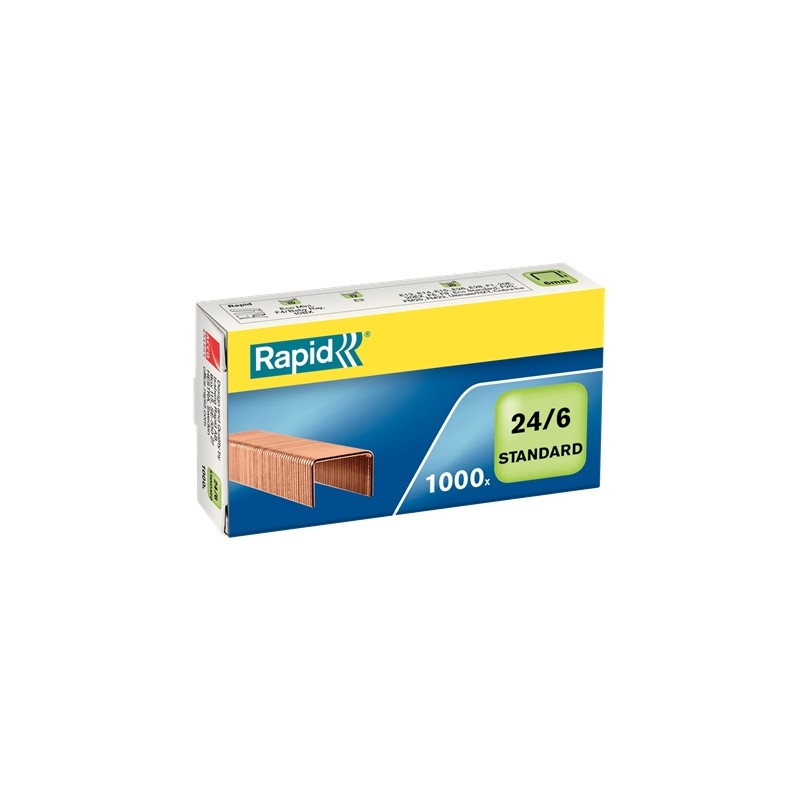Rapid Confort Boite de 1000 Agrafes 24/6 - Jusqu'à 20 Feuilles - Fil de Cuivre Souple - Epingle 6mm