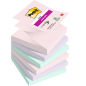 Post-It Super Sticky Pack de 6 blocs de 90 notes autocollantes repositionnables - Forme carrée - 76 x 76 mm - Zig-Zag - Couleurs
