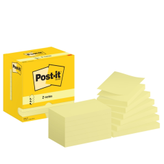 Pack de 12 blocs de 100 notes autocollantes repositionnables Post-It - Forme rectangulaire - 76 x 127 mm - Jaune clair