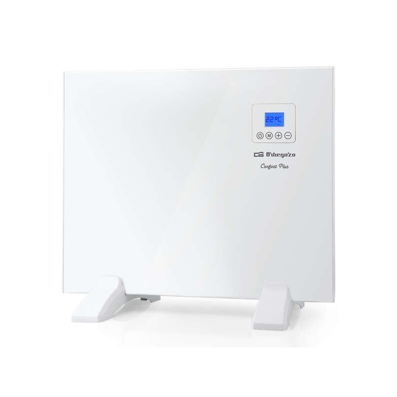 Orbegozo REH 500 avec panneau radiant - Design fin en blanc - Télécommande - Programmation quotidienne et hebdomadaire - Protect