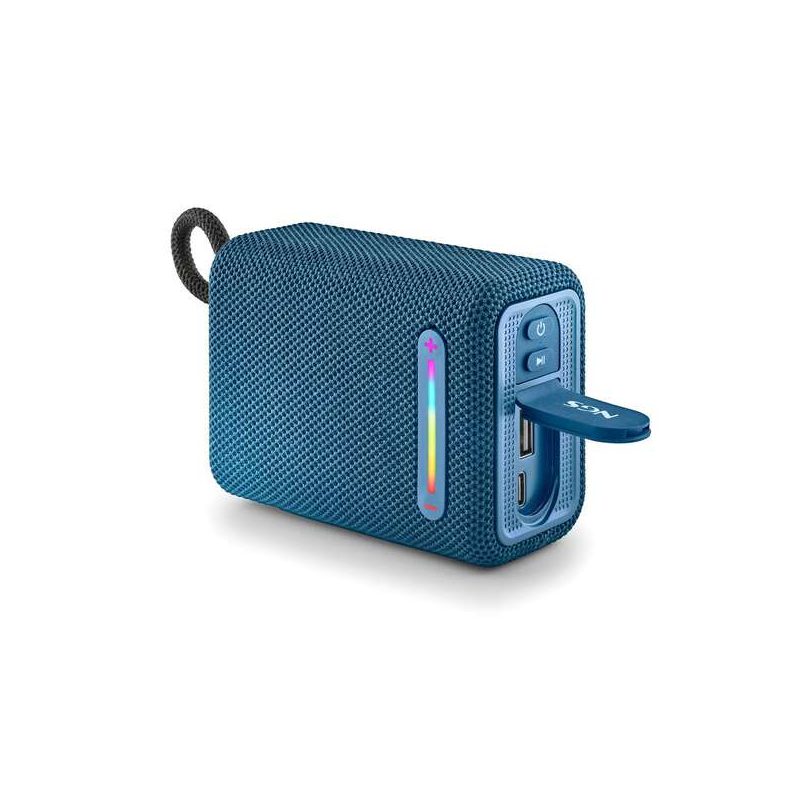 Enceinte Bluetooth NGS Roller Fury 1 15W TWS - Éclairage RGB - Autonomie jusqu'à 9h - Résistance à l'eau IPX6 - Couleur Bleu