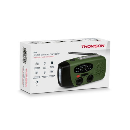 Radio Thomson RT260 - Lampe de poche d'urgence - Fonction Powerbank - Couleur verte