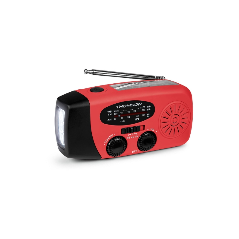 Radio Thomson RT260 - Lampe torche d'urgence - Fonction batterie externe - Rouge