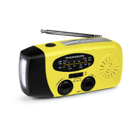 Radio Thomson RT260 - Lampe torche d'urgence - Fonction batterie externe - Jaune