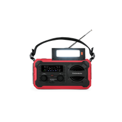 Radio solaire portable Thomson SOS - AM/FM - Batterie 8000 mAh - Lampe torche d'urgence - 3 modes de charge - Fonction Powerbank
