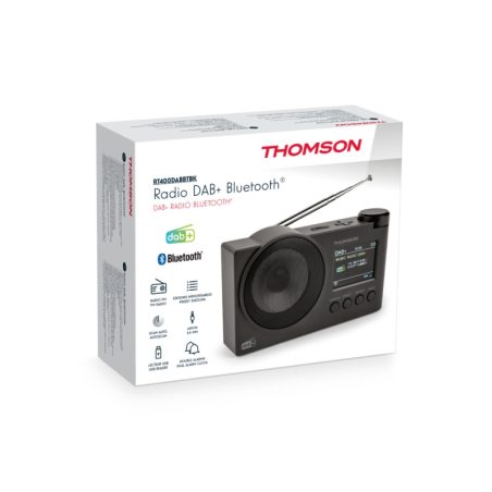 Radio FM Thomson DAB+ avec haut-parleur Bluetooth - 30 préréglages DAB+ et 30 préréglages FM - Mise à jour automatique des stati
