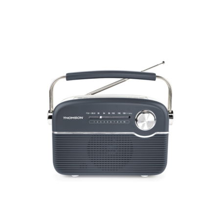 Radio solaire portable rétro Thomson RTS450BT - FM - Chargement par énergie solaire ou USB-C - Antenne télescopique - Bluetooth