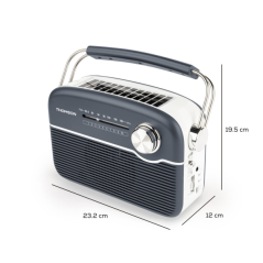 Radio solaire portable rétro Thomson RTS450BT - FM - Chargement par énergie solaire ou USB-C - Antenne télescopique - Bluetooth
