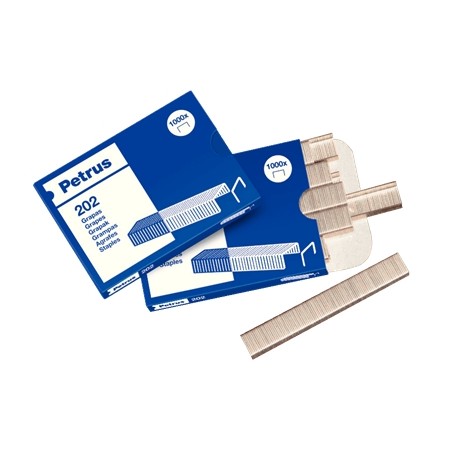 ✅ Petrus Boite de 1000 Agrafes 202 Galvanisées - Jusqu'à 10 Feuilles - Pin 4mm couleur Acero en stock