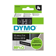 Ruban d'étiquettes Dymo LM D1 45021 Original pour étiqueteuse - Texte blanc sur fond noir - Largeur : 12 mm longueur : 7 m